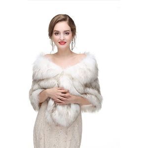 Wedding Faux Fox Fur Wraps Shawls Stoles Cape Shrug Bridal Evening Party